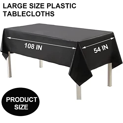 10 Pack Black Plastic Tablecloths For Rectangle Tables, 54 X108 Inch Plastic Table Cloths For Parties Disposable For Birthday & Weddings, Table Cover For Festival Party (Black) #TOP4