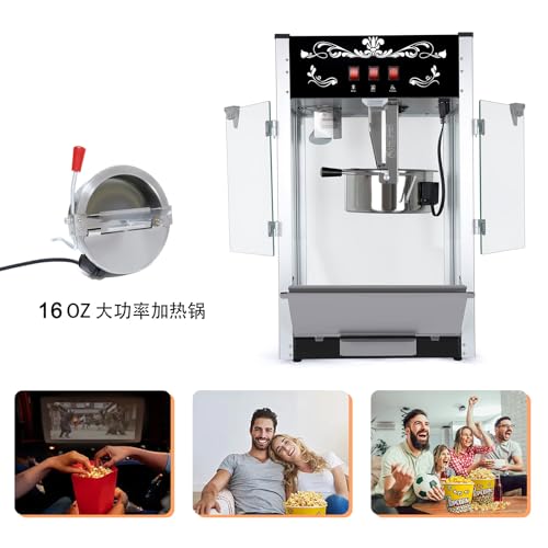 Image of 16OZ Popcorn Machine 丨 Stainless Steel Kettle Popcorn Maker Machine for Home, Theater, Parties丨Grade Electric Popper, Black