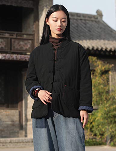 Coretic Women's Lightweight Black Quilted Tang Suit Jacket - Cozy Elegance in One Size - Image 6