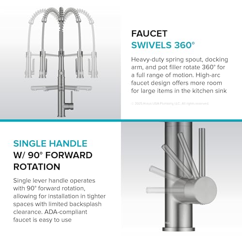 KRAUS Matte Black 26 in Pull Down Kitchen Faucet with Pot Filler KPF-1605MB - image 8