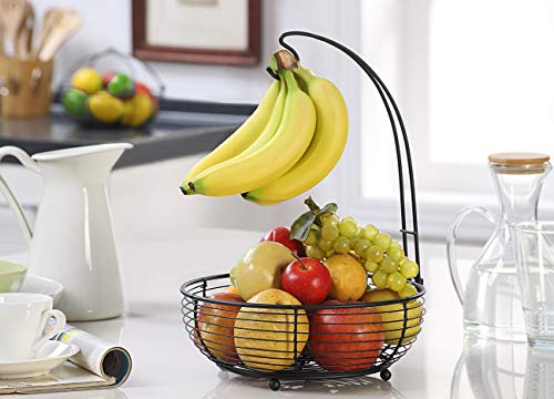 Sunnypoint Black Multifunction 2-Tier Basket With Banana Hook #TOP4