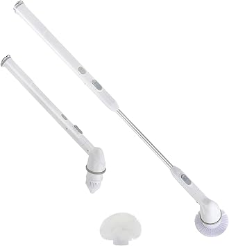 Spin Scrubber, Electric Cordless Power Bathroom Scrubbing Brush with Adjustable Stretchable Arm and 3 Replaceable Floor Cleaning Heads for Tub, Tile, Wall