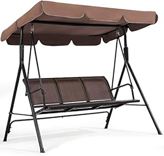 Yaheetech Swing Chair 3 Seater Garden Swing Seat Outdoor Hammock Chair Hanging Swing Chair with Canopy, Texteline Patio Swing for Yard/ Balcony/ Backyard/ Deck, 174 x 109 x 153 cm