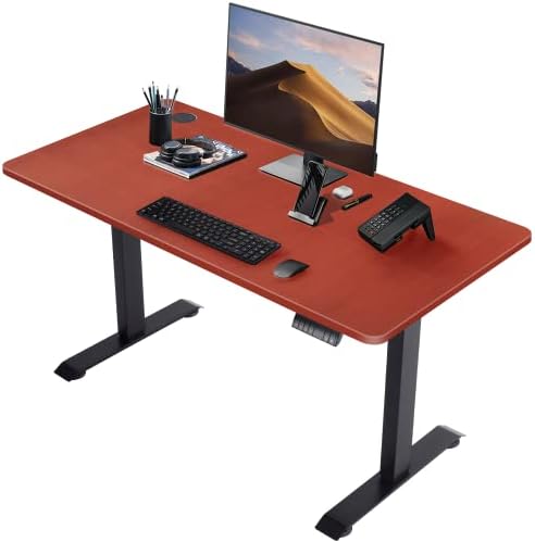 Devoko Electric Standing Desk Height Adjustable Standing Desk 160x80cm Sit Stand Desk with Wood Desktop Heavy Duty Steel Stand Up Desk Automatic 4-Memory Smart Keyboard(Rustic Brown Desktop)