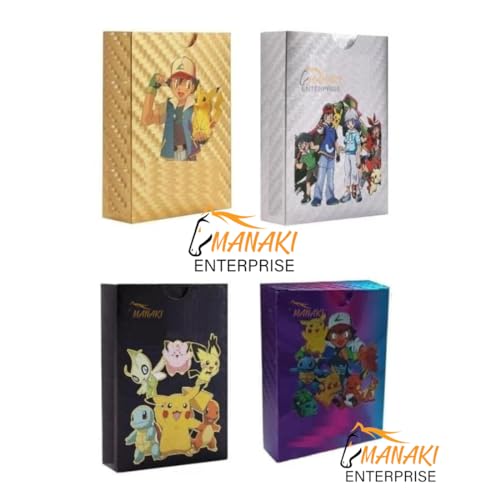 Image of MANAKI ENTERPRISE 220 Pcs Playing Cards 55 Gold,55 Silver,55 Black & 55 Rainbow Cards All Rare Series Set of 220 Cards TCG Deck Box - Vstar V Series EX Vmax GX Rare(Gold+Silver+Black+Rainbow)
