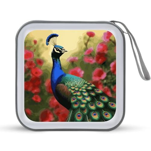 Boîtier CD haut de gamme motif fleurs de paon 40 compartiments