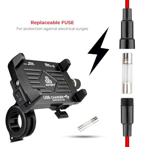 Image of Autofy NEO Aluminium Bike Mobile Holder with USB Charger, Waterproof Phone Mount Cradle for All Bikes & Scooters, Universal Fit, 1-Year Warranty (Black)
