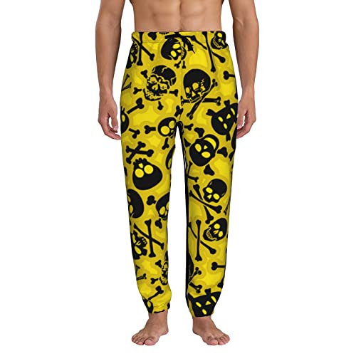 Oaieltj Skull Doodle - Pantalones deportivos con cordón para hombre, ligeros, con bolsillos, Negro, XXL
