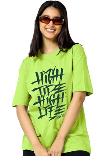 Image of LEOTUDE Cottonblend Oversized Half Sleeve Colorful Printed Combo T-Shirts for Women (Pack of 2)