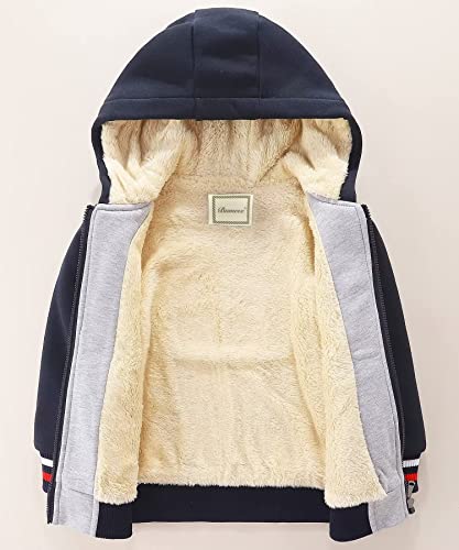 Bumeex Boys Clothes Jacket Hoodie,Fall Winter Sherpa Fleece Lined Jacket Hoodie Grey/Navy 7-8 Years #TOP1