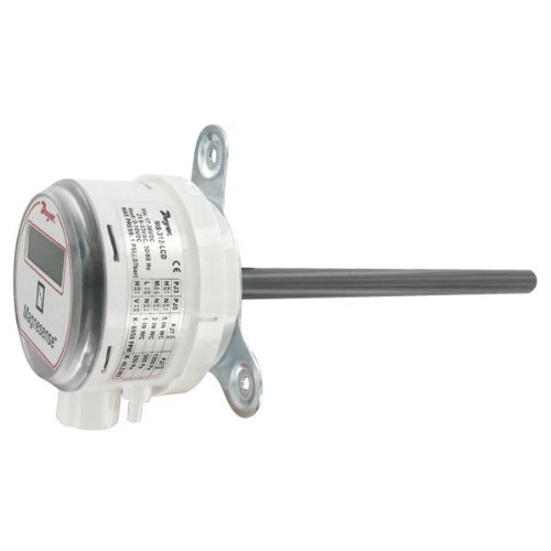 Dwyer MS Magnesense Differential Pressure Transmitter side view with mounting tabs and pressure ports