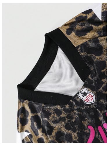 WDIRARA Men's Cheetah Letter Graphic Tees Oversized V Neck Short Sleeve Jersey T Shirt Tops3