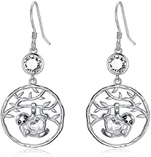 AOBOCO Sloth Earrings Sterling Silver Tree of life Dangle Drop Earrings Sloth Gifts for Women Girls