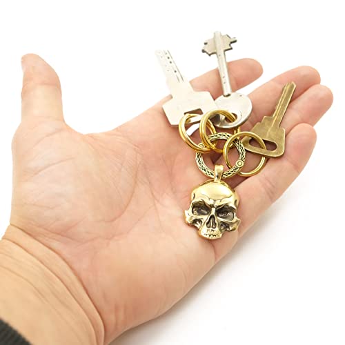 Brass Key Pendant Skull, Handmade Keychain With Brass Rings, Human Skull Key Accessory For Men And Women #TOP5