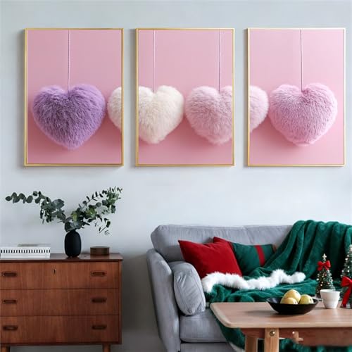 Tableaux sur toile rose moderne cadre bois décoration murale salon - 4