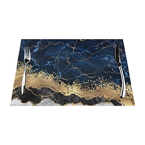 Sets de table tissés résistants à la chaleur imperméables bleu marine - 5