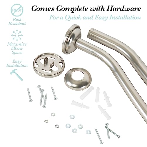 Bath Bliss Curved Shower Rod | Adjustable 42"-72" Inch | Bathroom Shower Curtain And Liner Rod | 33% More Space | Wall Mounted | Easy Installation | Satin #TOP4