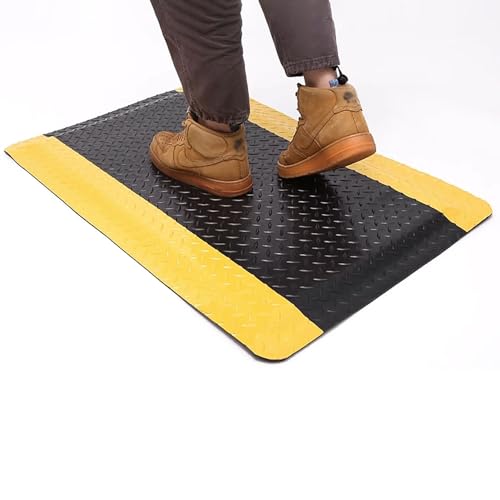 Tapis de sol antifatigue en PVC à plaque diamantée noire pour poste debout