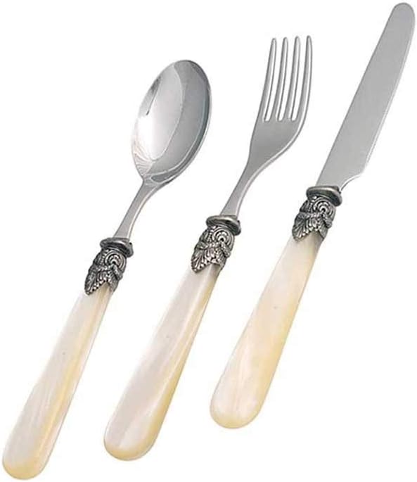 Napoleon Stainless Cutlery Dessert Set Silverware Flatware Set 3pcs Fork Spoon Knife (Ivory, 12)