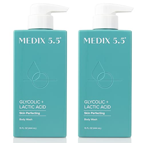 Medix 5.5 Glycolic Acid + Lactic Acid Exfoliating Body Wash Gel | KP Bump Eraser | AHA Exfoliant Skin Care Body Cleanser | Keratosis Pilaris & Acne | Anti Aging AHA Foaming Body & Face Wash, 2-Pack -  Body Wash Women