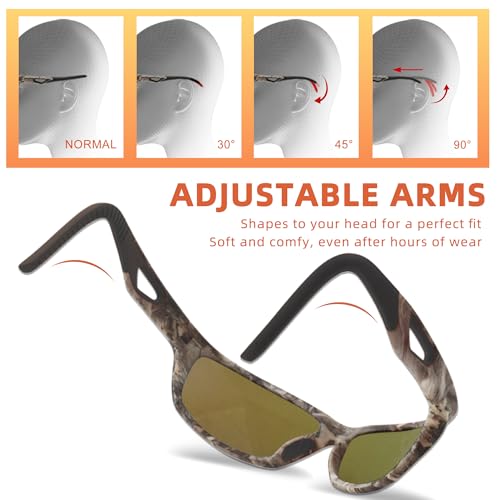 Image of Camo Polarized Wrap-around Sport Sunglasses for Men Women UV400 Driving Fishing Hunting Sun Glasses