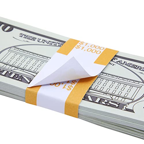 300-Pack Money Bands For Cash With Self-Adhesive Assorted Labels Including 1000, 2000, 5000, Currency Straps, Bill Wrappers For Home, Business Use, 3 Aba Standard Colors #TOP6