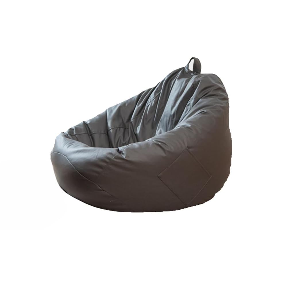 KOAIEZ Faux Leather Bean Bag Replacement Covers, Seating Bean Bag Cover for Bedroom Living Rooms, Technical Fabric Resistant To Abrasion, for Adult Teen (No Filler),Grey,XL