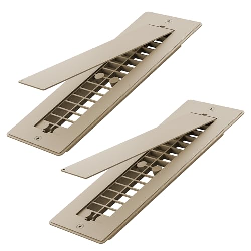 Safoner Aluminum RV Floor Register 2x10 with Removable Cover Lightweight Durable Camper Essential Pet-Friendly RV Vent Accessories for Inside 2 Pack-Brown