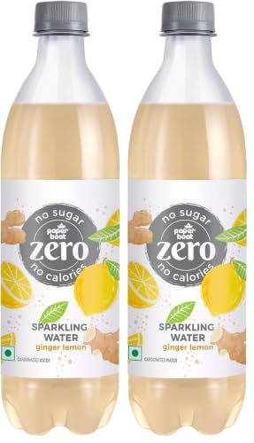 Image of Paper Boat Ginger Lemon Sparkling Water, 600ml | Carbonated Water | Zero Sugar, Zero Calories I Sugar Free (Pack of 2)