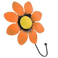 Alipis Iron Art Flower Wall Mounted Coat Hook Vibrant Orange Decorative Hook for Home Organization Bathroom Kitchen Closet Hanging Rack with Strong Load Capacity for Coats Bags Towels