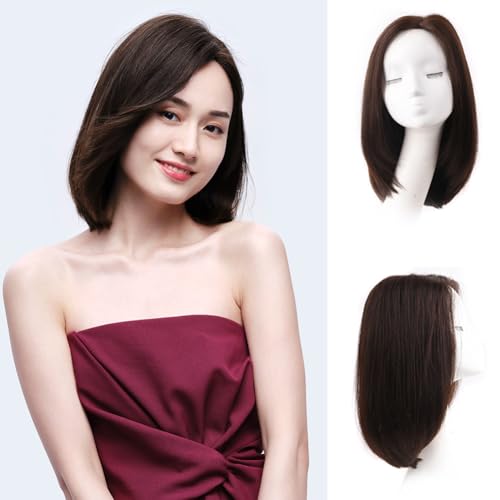 Rebecca Youth ウィッグ 医療用 女装 セミロング ボブ レディース フルウィッグ 総手植え ふんわりボリューム おしゃれ 自然 通気 女性用 サイドパート前髪 (ブラウン, L)