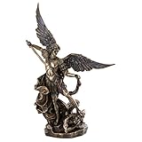 Top Collection Archangel St. Michael Statue - Michael Archangel of Heaven Defeating Lucifer in Premium Cold-Cast Bronze - 10-Inch Collectible Angel Figurine
