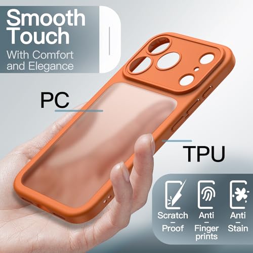 Image of JETech Matte Case for iPhone 17 Pro 6.3-Inch, Shockproof Military Grade Drop Protection, Full Camera Lens Protection, Frosted Translucent Back Minimalist Phone Cover (Orange)