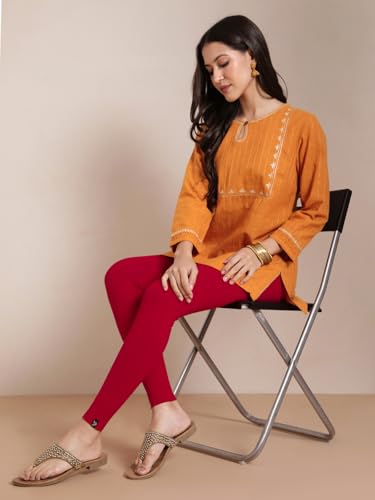 Image of TWIN BIRDS Super Stretchable Cotton Elasthane Fabric Ankle Length Leggings for Women