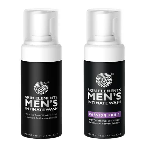Skin Elements Men's Intimate Wash Combo with Tea Tree Oil & Passion Fruit | pH Balanced Foaming Private Part Cleaner | Prevents Itching, Irritation & Bad Odor | Pack of 2, 4.05 fl. oz. each