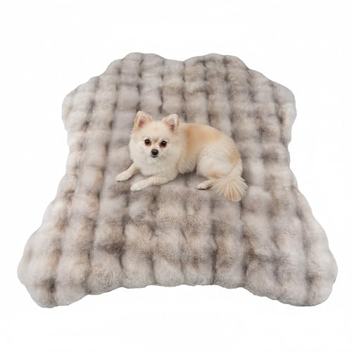 Mon Chateau 35 x 40 Faux Fur Bubble Mat Machine Washable Waterproof Orthopedic Memory Foam Pad Anti-Skid Bottom for Dogs Pets & Home Use Marble