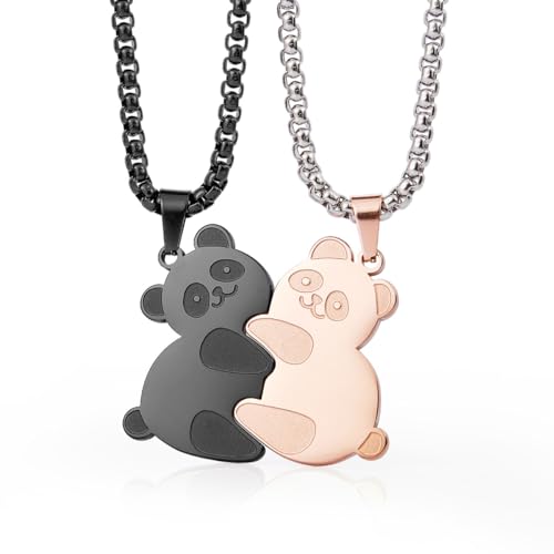Panda Couples Necklace Cute Panda Hugging Puzzle Matching Necklaces Gift for Men Women