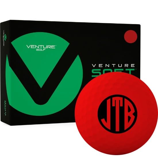 Venture Golf Soft Matte Red Monogrammed Golf Balls (Surlyn)