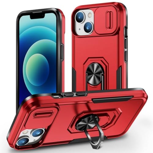 Housse iPhone 14 Pro Max rouge avec support anneau pour voyages et trajets voiture