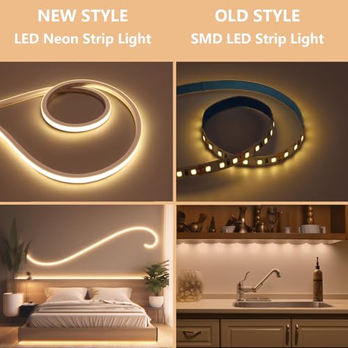 Image of BENLUN AC 110V LED Neon Strip Light 32.8FT, 3000K Warm White Led Rope Lights Outdoor Silicone Waterproof, 10W /M Flexible Cuttable LED Strip for Bedroom Garden Commercial Living Room