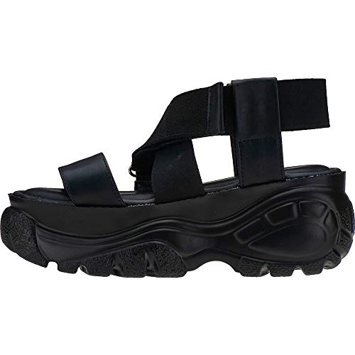 Sandalia Papete Feminina Alta Plataforma Eleganteria Tamanho:39;Cor:Preto