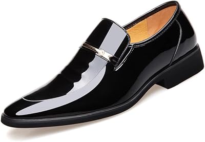 Men's Dress Shoes Tuxedo Oxfords Formal Classic Business Shoes Casual Wedding Faux Patent Derby Shoe
