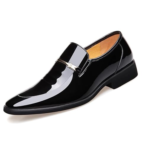 Mens Tuxedo Dress Shoes Formal Classic Faux Patent Leather Oxfords Business Wedding Derby Shoe for Men Cap Toe