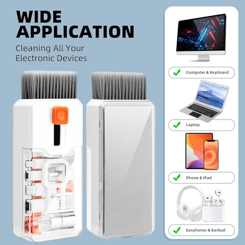 Sounce 10 in 1 Cleaning Kit Computer Screen Brush Tool, Multi-Function Electronic Cleaner Spray for Screen, PCs, Monitors, Keyboards, Desktop, MacBooks, Mobile, iPhones, Earbuds, and Camera - White 8 41fwlFRz1QL