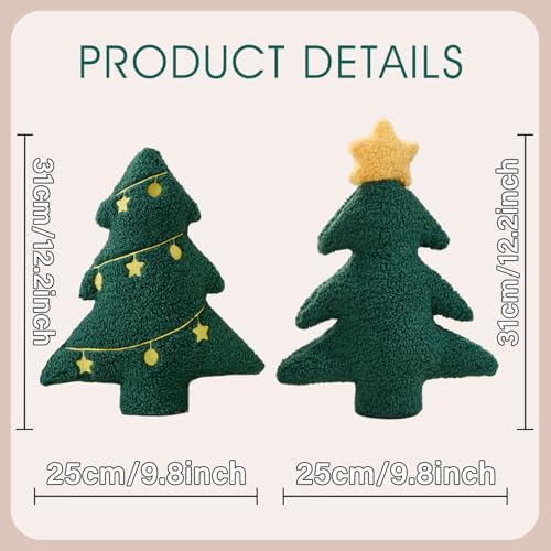 Image of Allorry Christmas Pillows Set of 2 Green Christmas Tree Lanterns Shaped Soft Plush Christmas Decor Pillow for Party Xmas Winter Holiday Home Sofa Cushion Cases WL-006I
