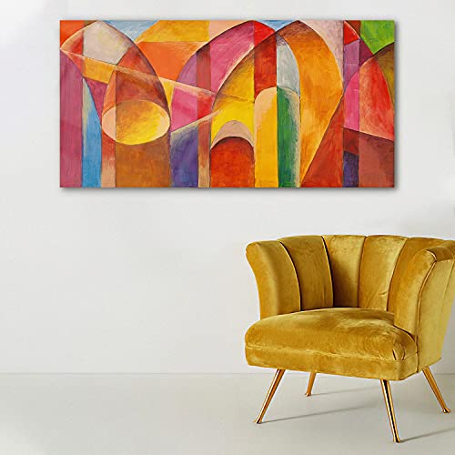 Art mural 140x70cm abstraction architecture pour grand mur vide