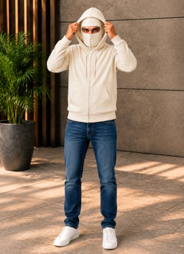 Mack Jonney Men's Fleece Hooded Sweatshirt Offwhite - Image 6