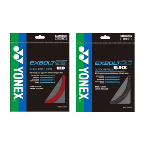YONEX EXBOLT65 Badminton String Set of Two Choice of Colors (Black/Red)