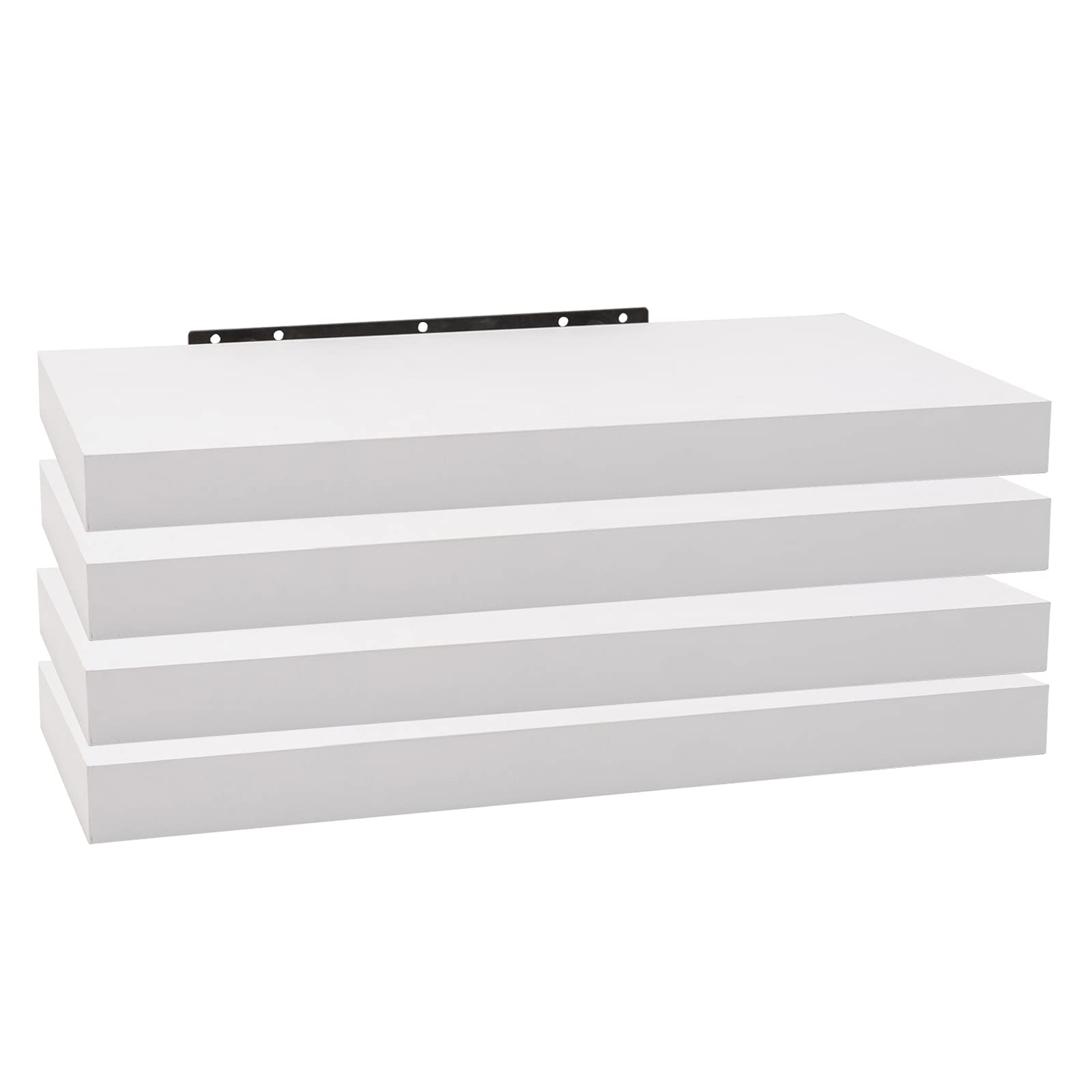 WOLTU Wandregal 4 Stück Set Wandboard Bücherregal Regale für Deko Wandablagen aus MDF Holz,Hängeregal Weiss,70x22.9x3.8cm,RG9369ws-4
