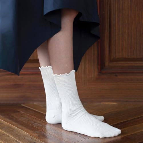 Image of Women's Ruffle Socks - White Cute Ruffled Ankle Socks for Women - Made with premium quality material - Size suitable for shoe size 5 to 9 - Pack of six pairs